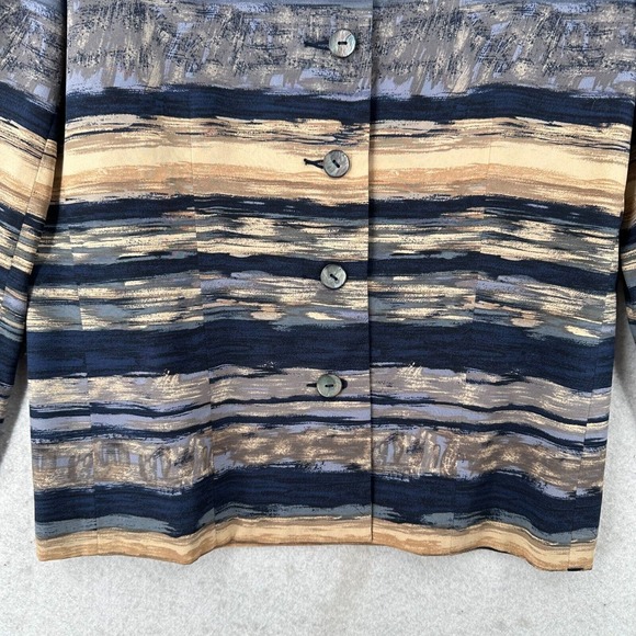 Vintage Pendleton 100% Silk Top Womens 4 Blue Beige Aztec Southwestern Blouse‎ - Picture 4 of 15